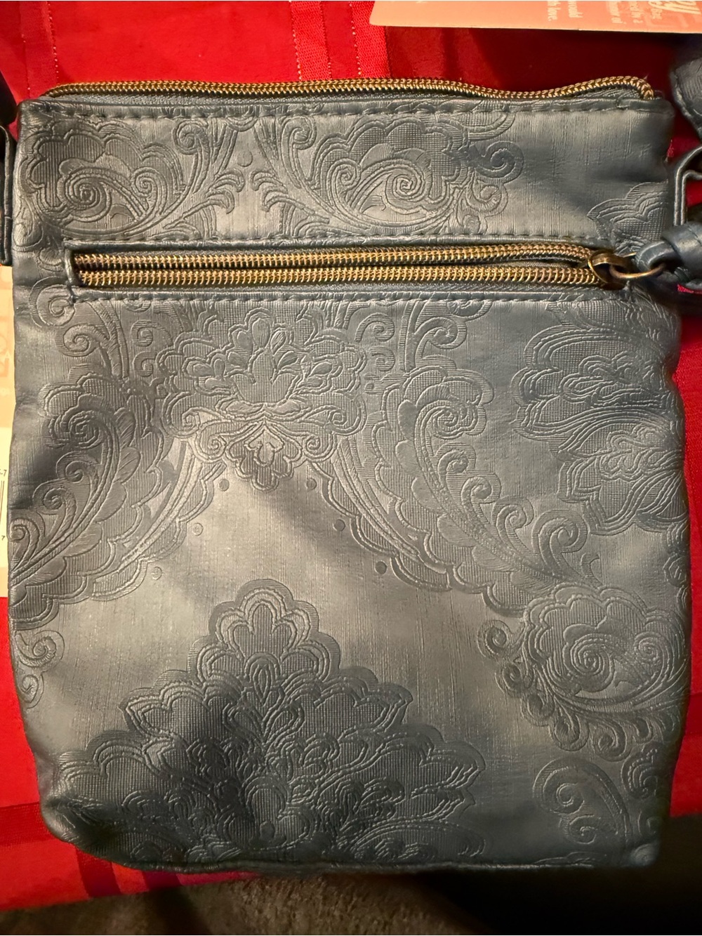 Stone Mountain Accessories Teal-Blue Embossed Crossbody with Gold Hardware - Picture 4 of 5